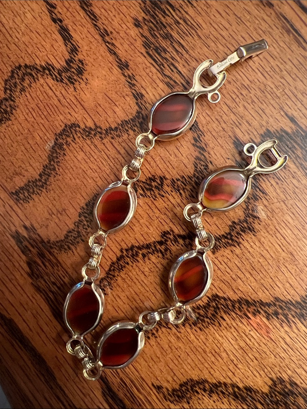 Sarah Coventry Sterling Harmony Bracelet Oval Glass Stones Vintage Jewelry - Picture 5 of 6
